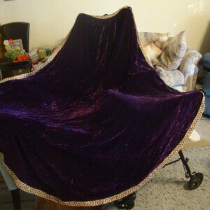Queen's Cape Velvet Purple Satin Silk Sequin Trim BEAUTIFUL